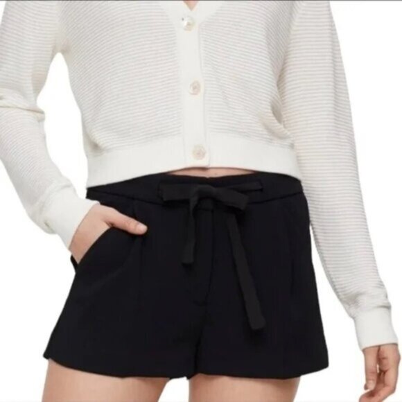 Wilfred Aritzia Montrouge Shorts Crepe Paperbag Waist Black Silk Size XXS - Picture 3 of 14